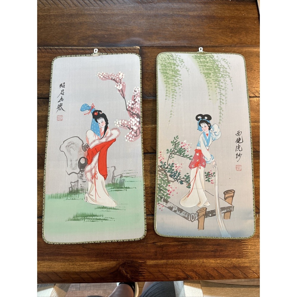 Antique‎ Silk Hand Painted Chinese Panels (2)